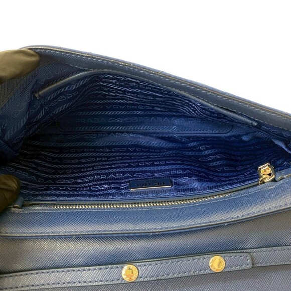 PRADA Blue Leather Saffiano Shoulder Bag - Picture 9 of 10